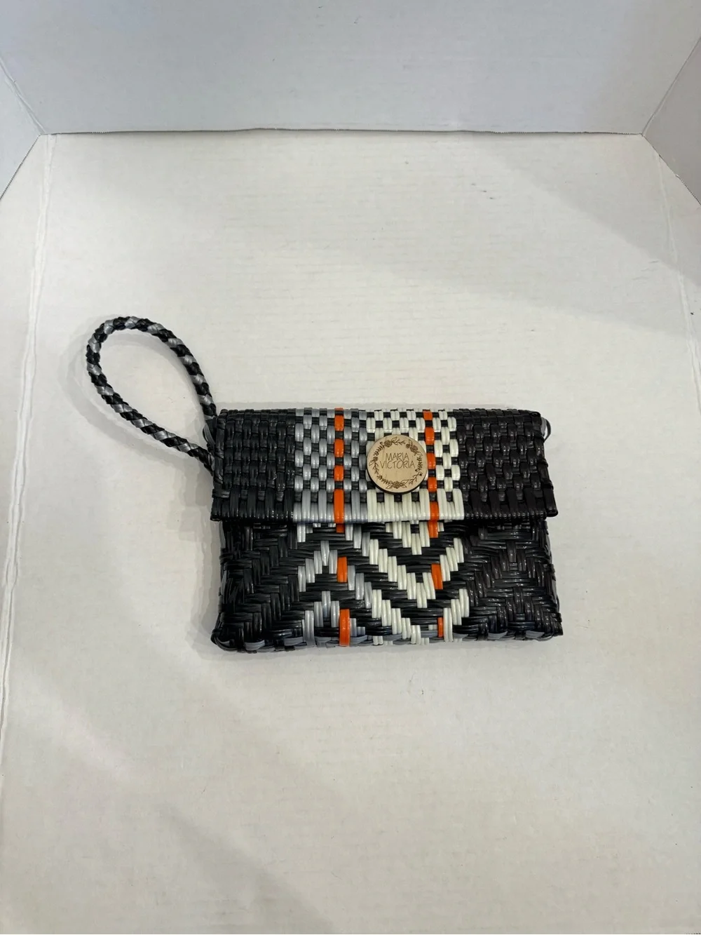 MARIA VICTORIA Handcrafted Artisan Made PVC Wristlet Clutch Bag Made in Mexico